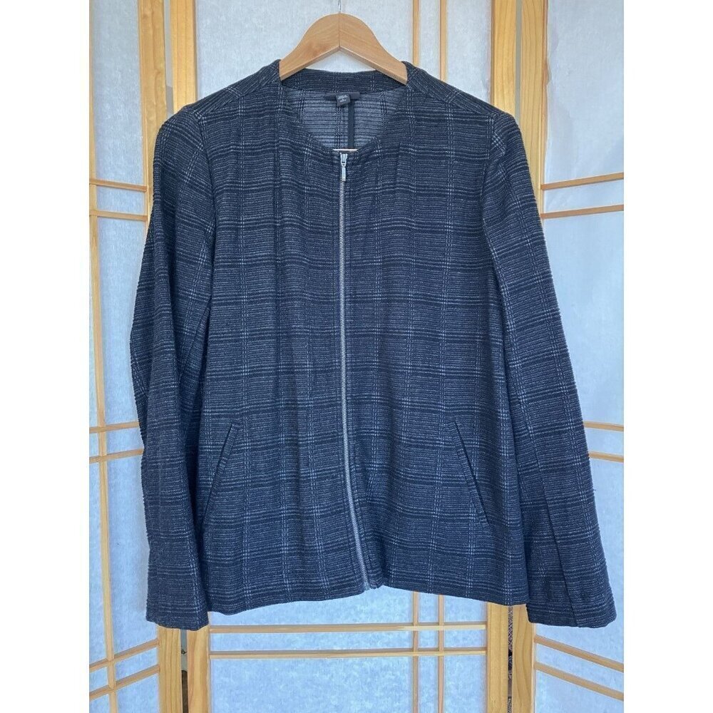 J Jill Wearever Collection Black Textured Zipper Lightweight Jacket Sz Large